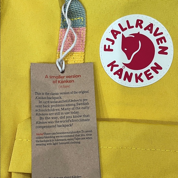 Fjällräven Kånken Yellow Backpack with Colorful Straps - Picture 5 of 5